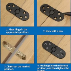 Charnières de porte plates, charnières de porte pliantes, charnières de porte pliantes en alliage pour machine à coudre, 4 pièces-Deko Clearance