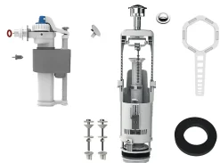 Chasse d'eau + robinet flotteur à ouverture différé , double bouton poussoir + étrier^Flomasta Hot