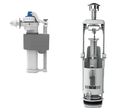 Chasse d'eau + robinet flotteur à ouverture différé , double bouton poussoir + étrier^Flomasta Hot