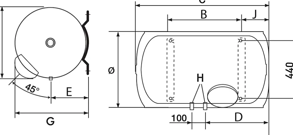 Chauffe eau électrique Blindé Horizontal Mural Initio 150 L-Ariston Outlet