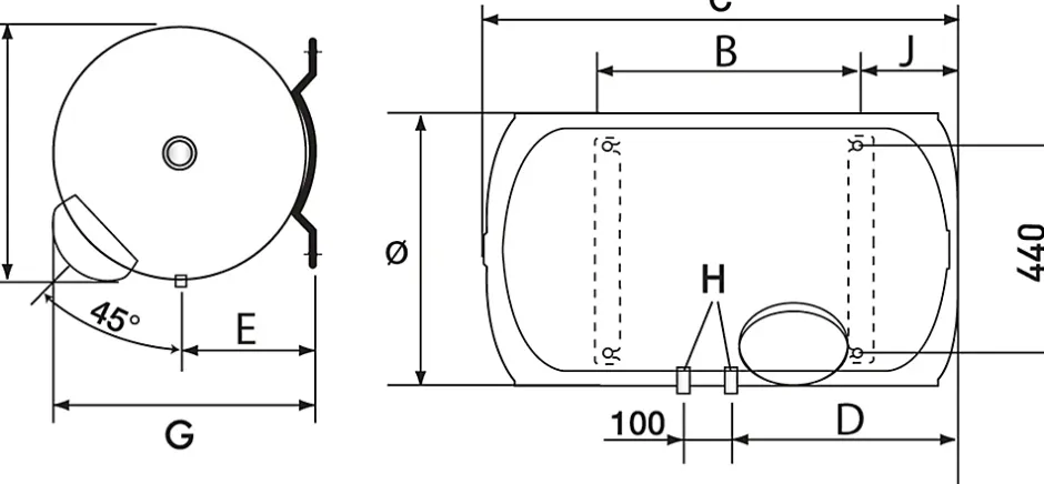 Chauffe eau électrique Blindé Horizontal Mural Initio 150 L-Ariston Outlet