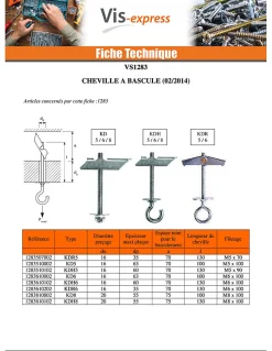 Cheville à bascule M6X100 Acier zingué KDH6 - 1 pièce^Fischer Hot