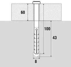 Cheville à frapper tête fraisée ø8 x 100 mm, seau de 90 pièces^Scell-It Hot