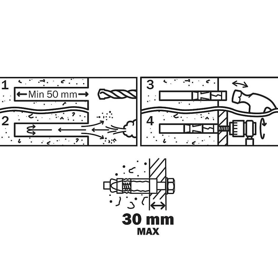 Cheville métal traversant 8x80mm-Diall Discount
