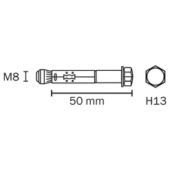 Cheville métal traversant 8x50mm^Diall Outlet