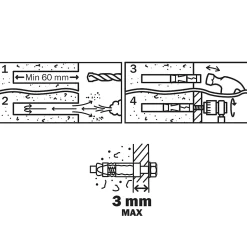 Cheville métal traversant 10x60mm-Diall Best