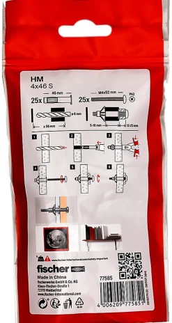 Cheville métallique pour corps creux HM-S 4x46 avec vis métrique, 25 pcs - 77585^Fischer Discount