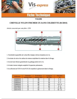 Cheville Nylon UX Sans Collerette 6X50 - 100 pièces^Fischer Clearance