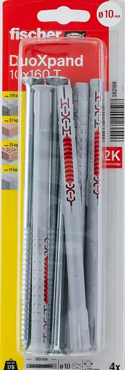 Cheville rallongée DuoXpand 10 x 160 mm, 4 pièces-Fischer Hot