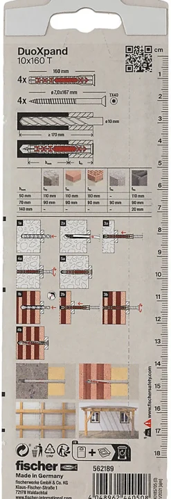 Cheville rallongée DuoXpand 10 x 160 mm, 4 pièces-Fischer Hot