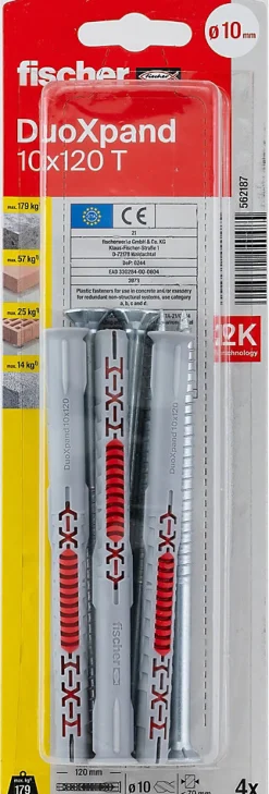 Cheville rallongée DuoXpand 10 x 120 mm, 4 pièces-Fischer Best