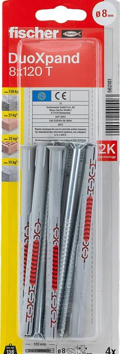 Cheville rallongée DuoXpand 8 x 120 mm, 4 pièces^Fischer Clearance
