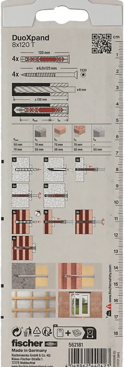Cheville rallongée DuoXpand 8 x 120 mm, 4 pièces^Fischer Clearance