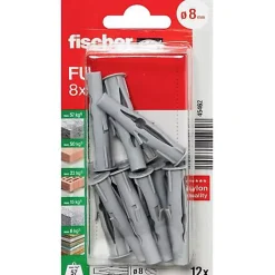Cheville universelle Fischer FU 8 x 50 mm - pack 12 - fixation sûre dans matériaux pleins et creux-O91