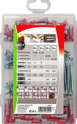 Chevilles profibox Duopower 160 pièces avec vis^Fischer Online