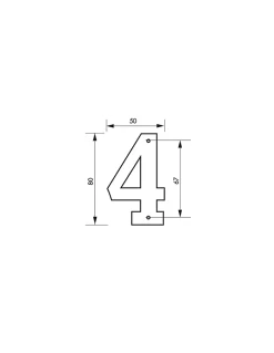 Chiffre 4 à visser, alliage, H.80mm, noir --Thirard Online