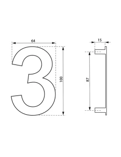 Chiffre 3 à visser, inox, H.100mm --Thirard Outlet