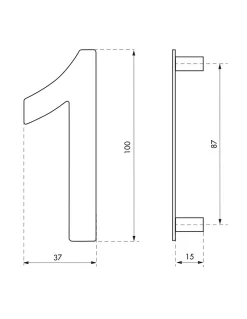 Chiffre 1 à visser, inox, H.100mm -^Thirard Discount