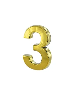 Chiffre 3 doré adhésif, ABS, H.50mm --Thirard Discount