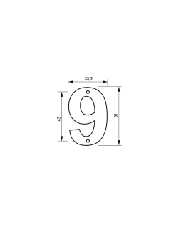 Chiffre 9, laiton, à visser, H.51mm, doré --Thirard Outlet