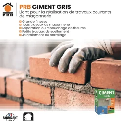 Ciment Gris Polyvalent 1kg - Finesse et Séchage Rapide - Maçonnerie, Réparation, Scellement et Jointoiement Intérieur/Extérieur^Prb New