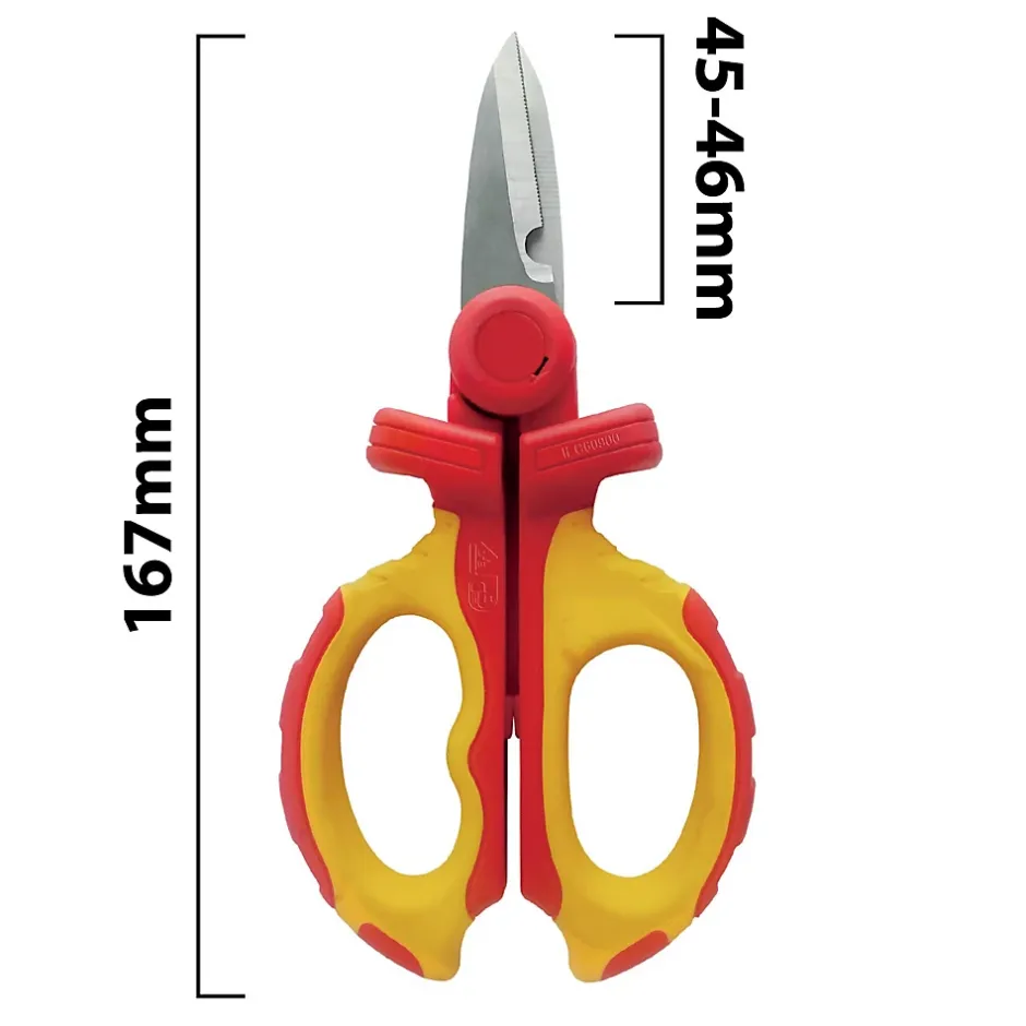 Ciseaux d'électricien isolés, 1000V. rouge et jaune-Velamp
