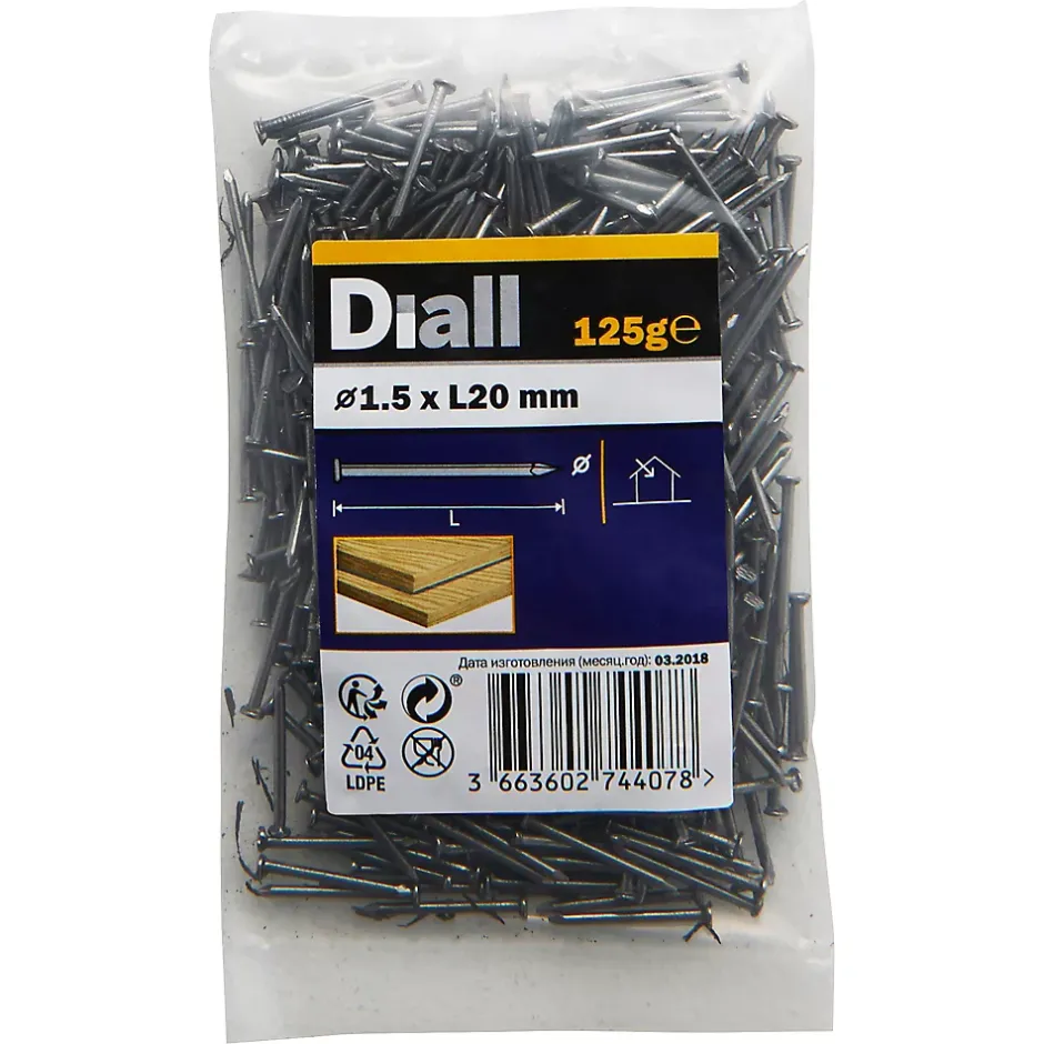 Clous à tête plate en acier galvanisé 1,5x20 - 125g^Diall Online