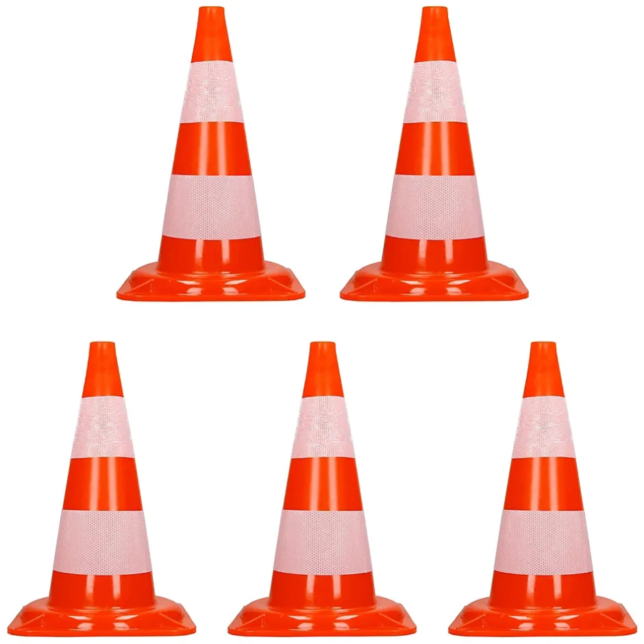 Cônes de signalisation routière cône de chantier orange blanc 47 cm 5 pièces^ECD Germany Best
