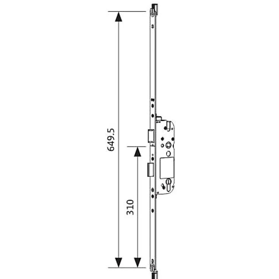 Coffre de serrure principal SECURY X 50/92 têtière U24mm longueur 649,5mm cote D 310mm - - 6-39046-29-0-1^Ferco Discount