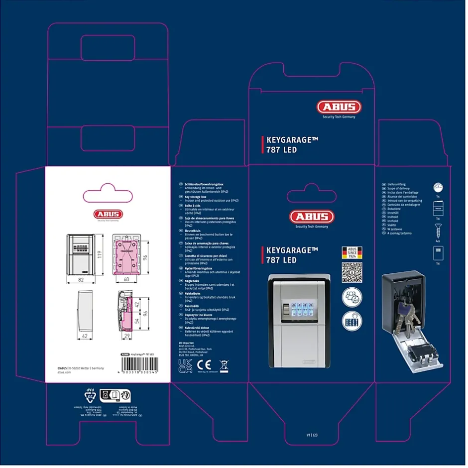 Coffre fort à combinaison led mural-Abus