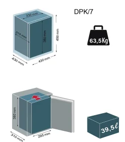 Coffre fort ignifuge certifié à clé DPK/7 - 39.5 L -^Technomax Online
