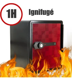 Coffre fort ignifuge 40L Anti feu 1H Electronique a code fixation sol FS-FM40 Reskal Couleur - Rouge-Autres Outlet