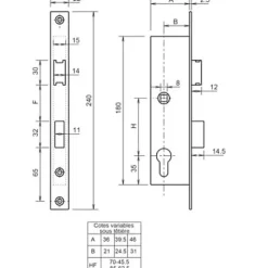 Coffre monopoint à larder 7/36 entraxe 85mm sans gâche - - F107360100^Metalux Outlet