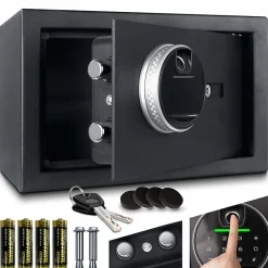 Coffre-fort à code,empreinte digitale et clés en acier M 31x20x20 cm-Bb Loisir Online
