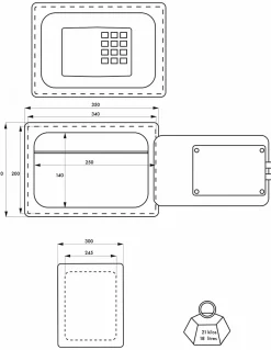 Coffre-fort à poser Rambures, fermeture électronique à code, 2 pênes, 18L -^Thirard Online