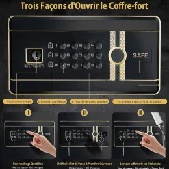 Coffre-fort avec Serrure à Code électronique, Coffre-fort avec étagère Amovible et Système d'Alarme, 36,5X37,5X59 CM, Noir^Giantex Hot