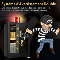 Coffre-fort avec Serrure à Code électronique, Coffre-fort avec étagère Amovible et Système d'Alarme, 36,5X37,5X59 CM, Noir^Giantex Hot