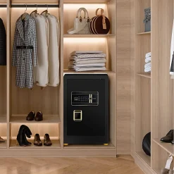 Coffre-fort avec Serrure à Code électronique, Coffre-fort avec étagère Amovible et Système d'Alarme, 36,5X37,5X59 CM, Noir^Giantex Hot