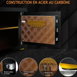 Coffre-fort en Acier,40X30X30 CM,avec Serrure à Code électronique,étagère Amovible,Système d'Alarme et Fonction Anti-indiscrétion^Giantex