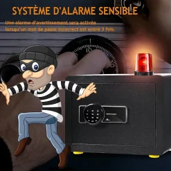 Coffre-fort en Acier,40X30X30 CM,avec Serrure à Code électronique,étagère Amovible,Système d'Alarme et Fonction Anti-indiscrétion^Giantex