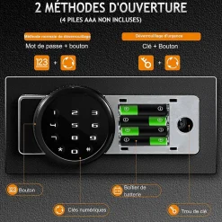 Coffre-fort en Acier,40X30X30 CM,avec Serrure à Code électronique,étagère Amovible,Système d'Alarme et Fonction Anti-indiscrétion^Giantex