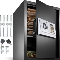 Coffre-fort électronique en acier 50 x 35 x 34,5 cm fer noir-Tectake