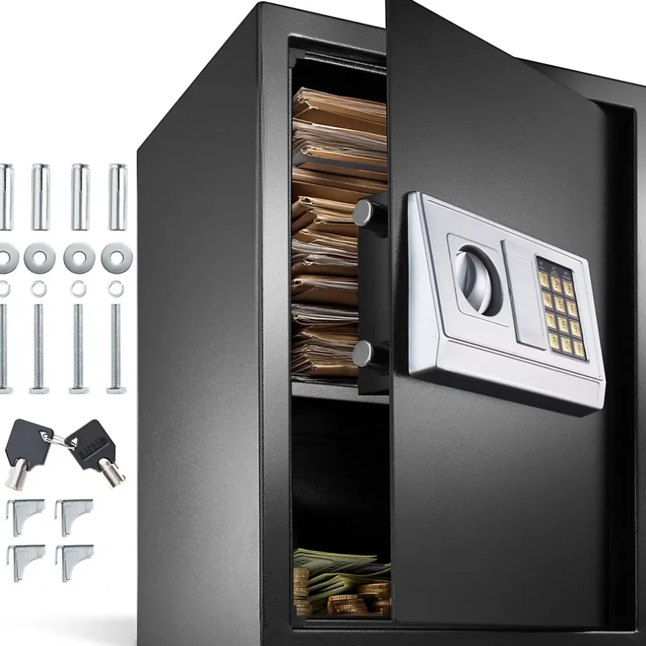 Coffre-fort électronique en acier 50 x 35 x 34,5 cm fer noir-Tectake