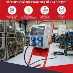 Coffret de Chantier Monophasé 230V - 4 Prises NF 2P+T - 16A - 9 Modules - Coffret Électrique avec câble-Atole Best