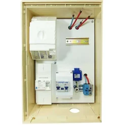 Coffret de chantier monophasé 3/6/9 kW - pack complet raccordement aérien 15m conforme ENEDIS avec 1 prise et bornier IP2X^Tecko New