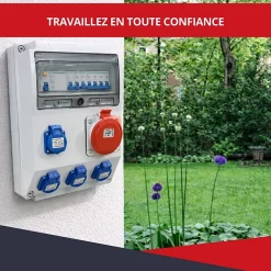 Coffret de Chantier Triphasé 440V - 4P+N+T - IP44 IK08 - 32A - Coffret Électrique^Atole Discount