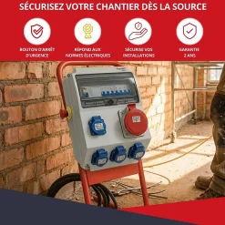 Coffret de Chantier Triphasé 440V - 4P+N+T - IP44 IK08 - 32A - Coffret Électrique^Atole Discount