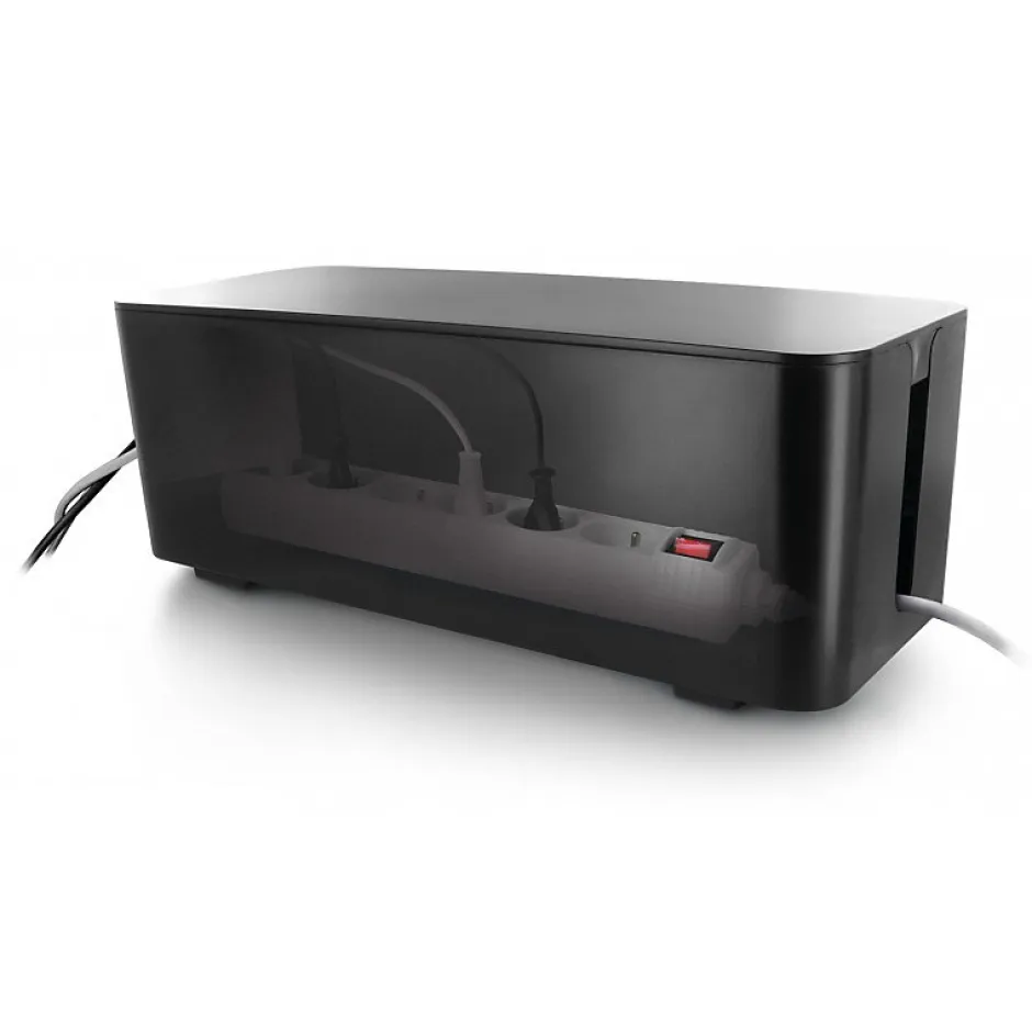 Coffret de rangement câbles et multiprises grande taille noir-Lifebox