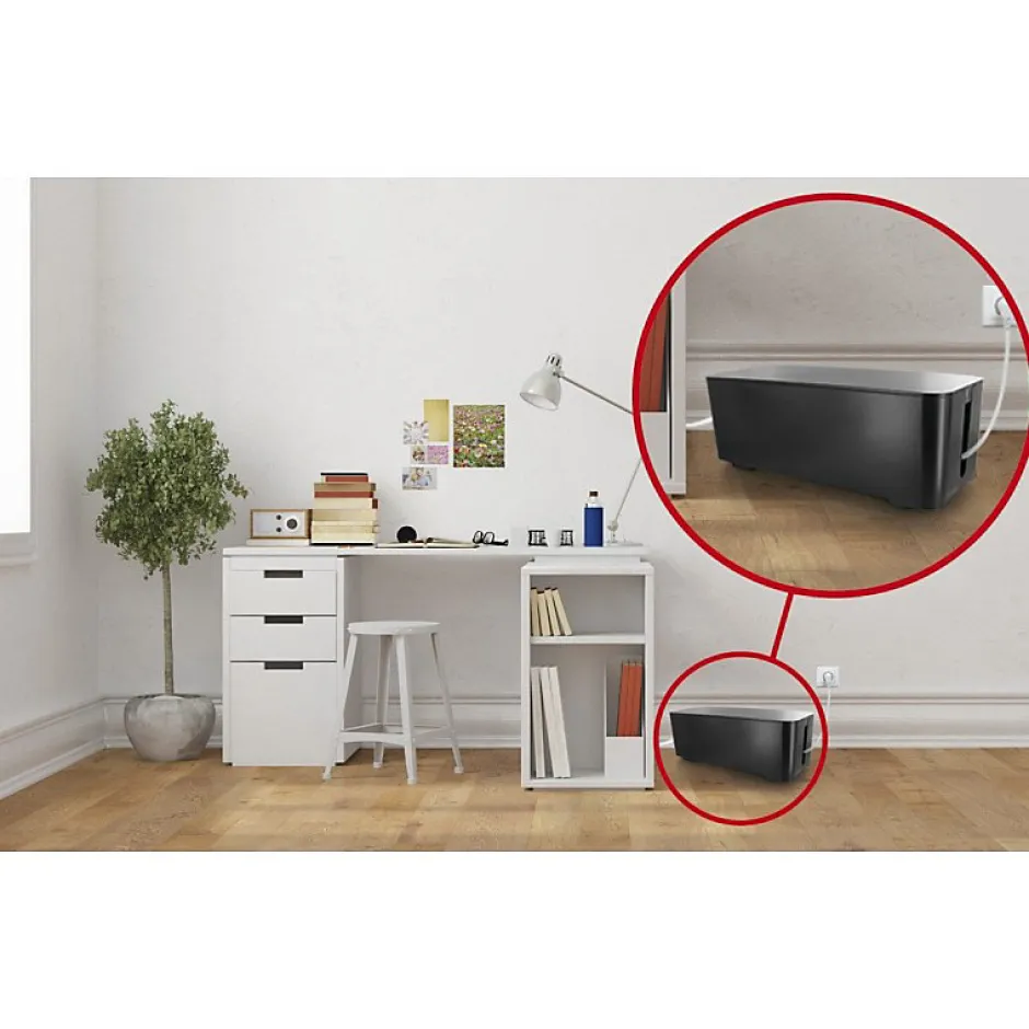 Coffret de rangement câbles et multiprises grande taille noir-Lifebox