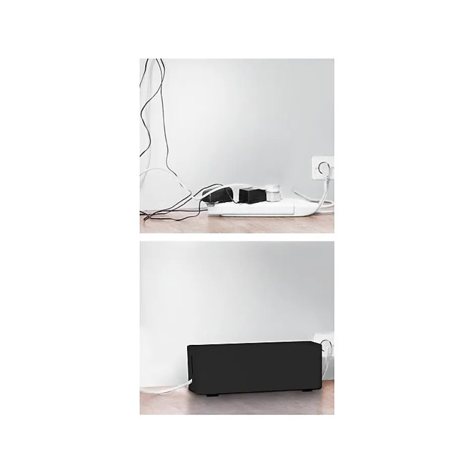 Coffret de rangement câbles et multiprises grande taille noir-Lifebox
